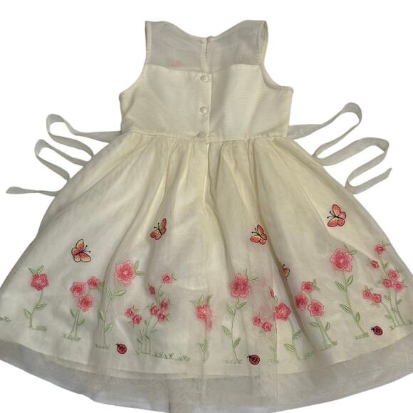 Jona Michelle Sz. 5 Ivory Dress Embroidered Flowers Butterflies Ladybug Formal - Picture 10 of 10